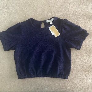 Michael Kors Navy Cropped Top NWT
